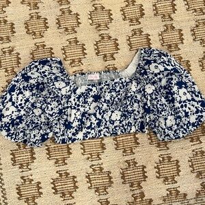 PINK LILY small puff sleeve cropped top